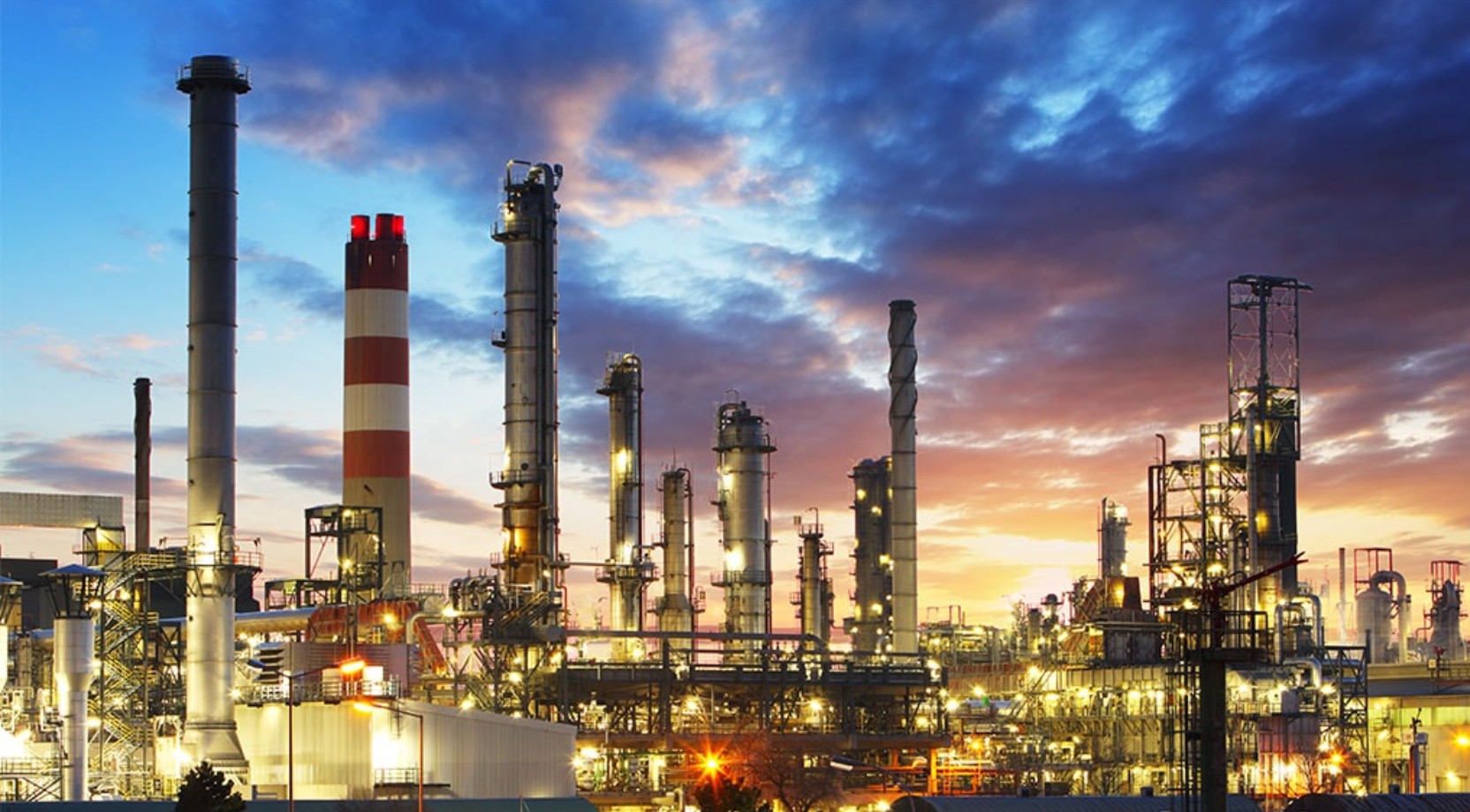 Power and energy plant at night